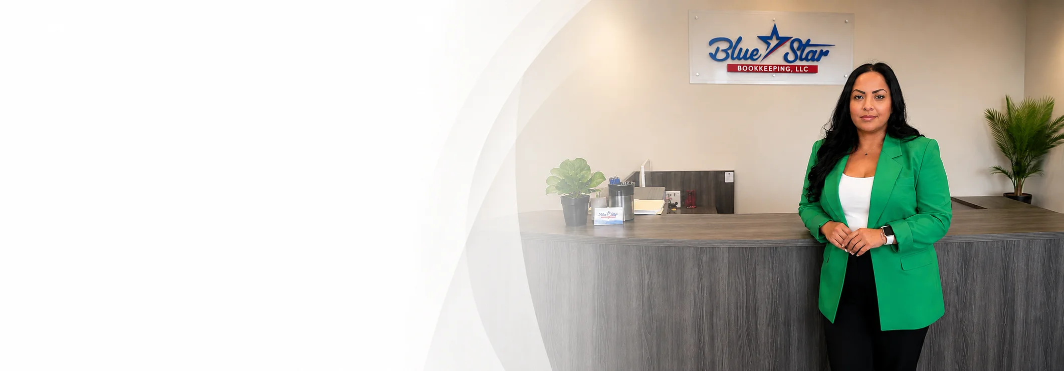 The Blue Star Bookkeeping reception desk in Austin, TX